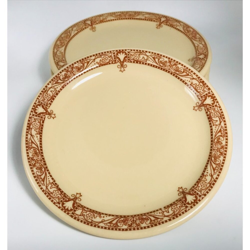 4 Vintage Edgemere Bread Plates Inca Ware Shenango Restaurant Ware Tan 5.5" - Picture 2 of 5